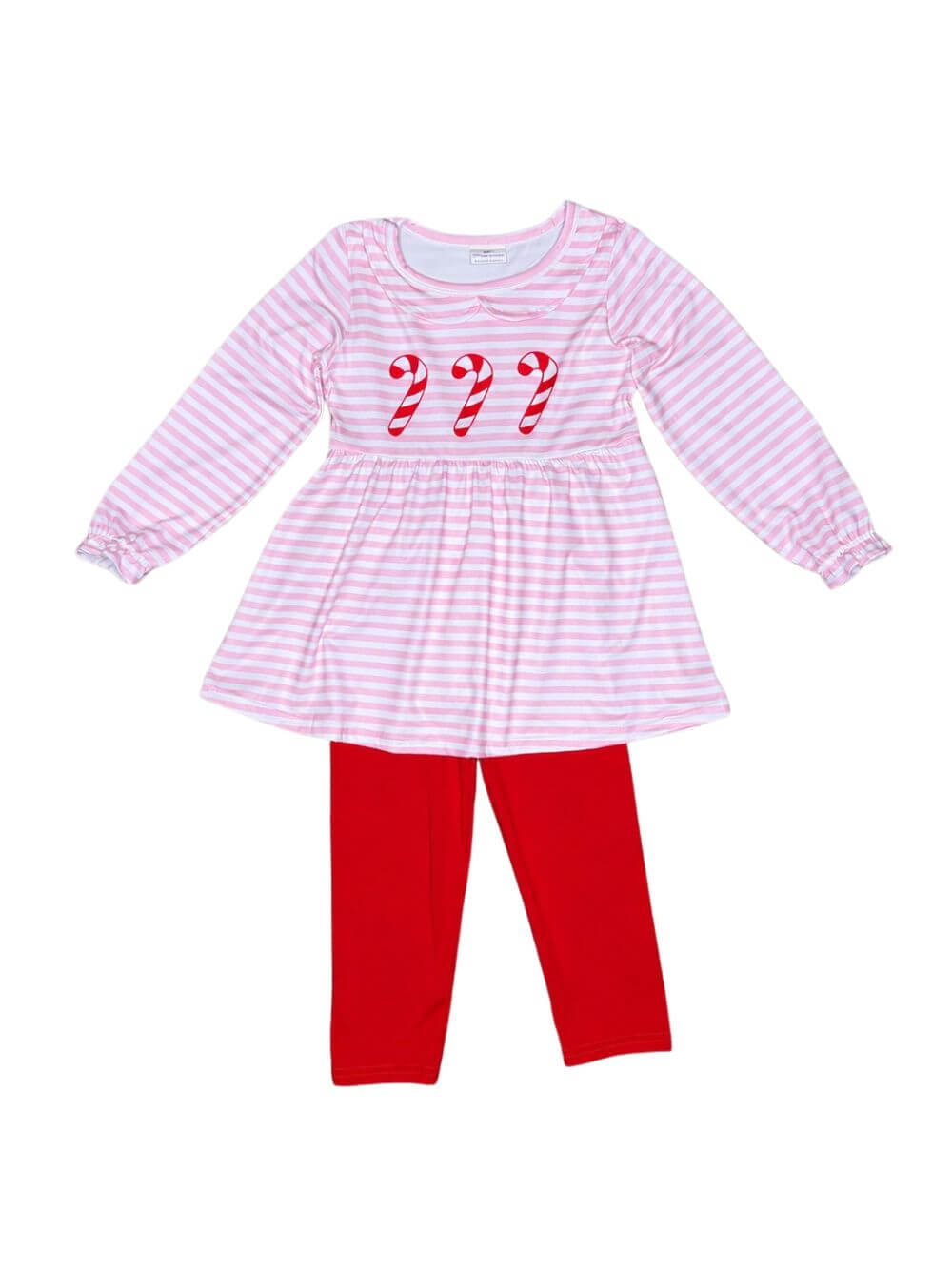 Sweet Candy Cane Girls Pink Stripe Christmas Outfit