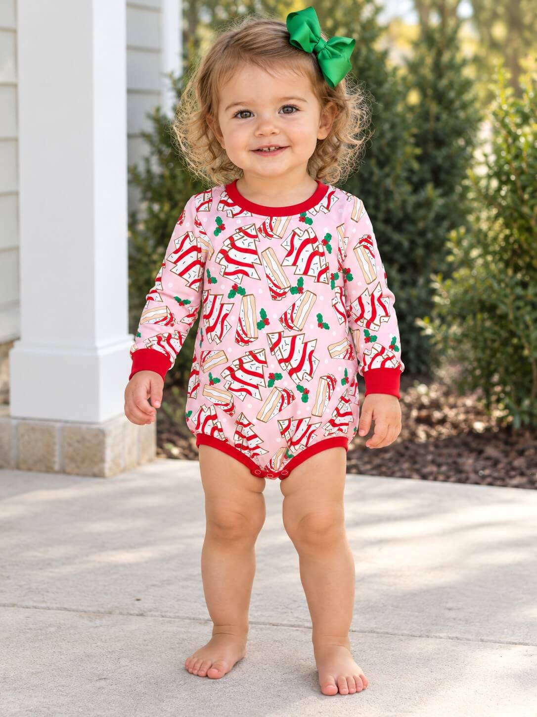 Sweet Christmas Tree Cakes Baby Bubble Romper