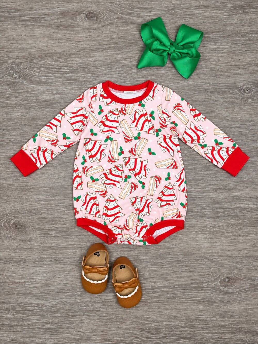 Sweet Christmas Tree Cakes Baby Bubble Romper