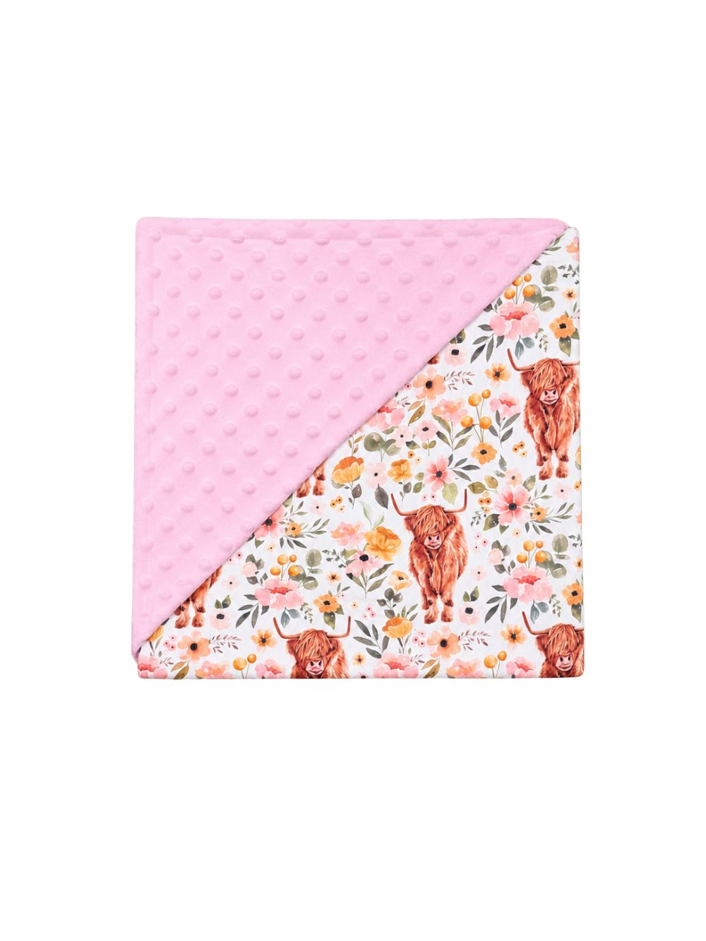 Sweet Highland Cow Baby or Toddler Minky Dot Blanket