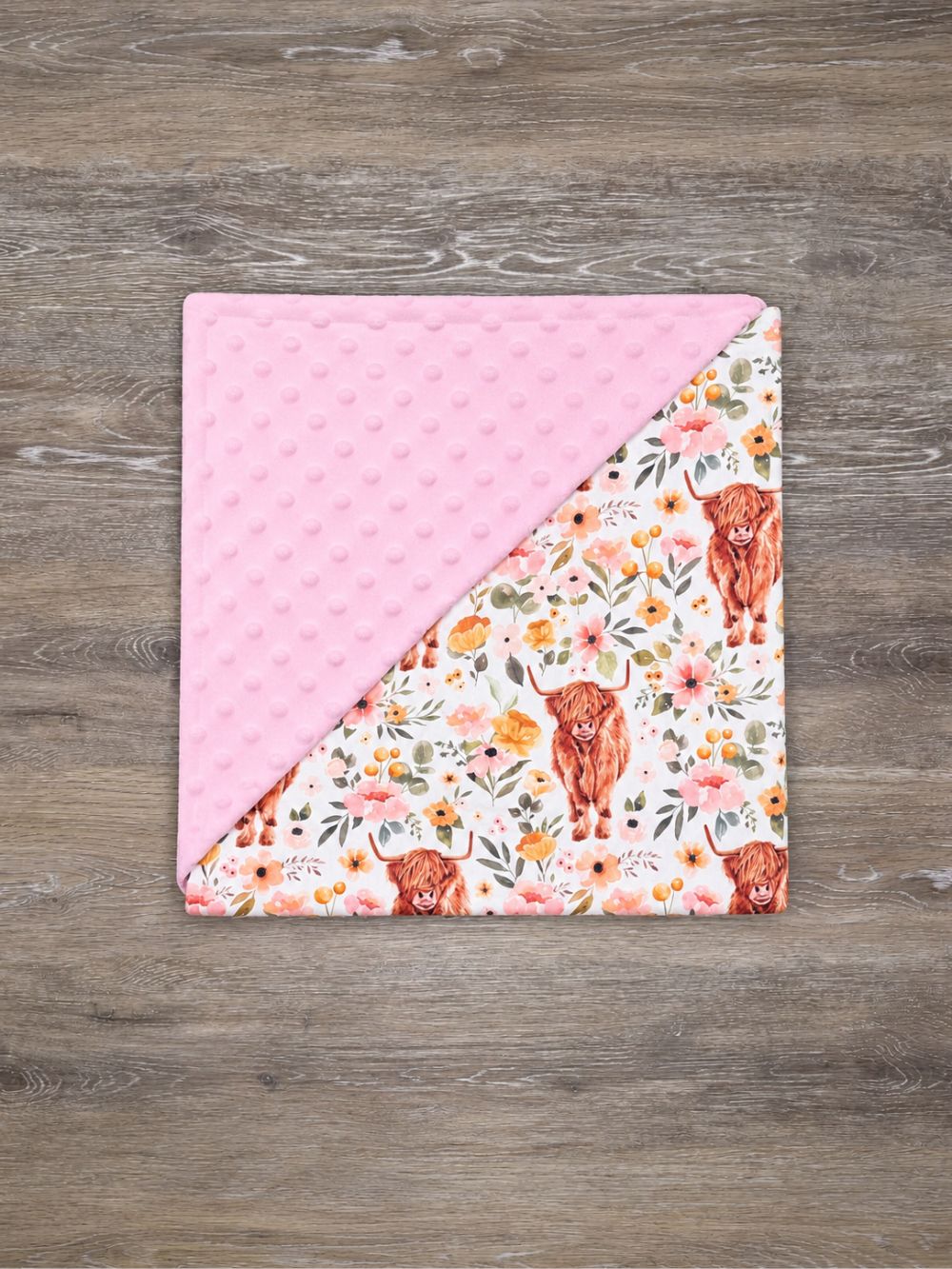 Sweet Highland Cow Baby or Toddler Minky Dot Blanket