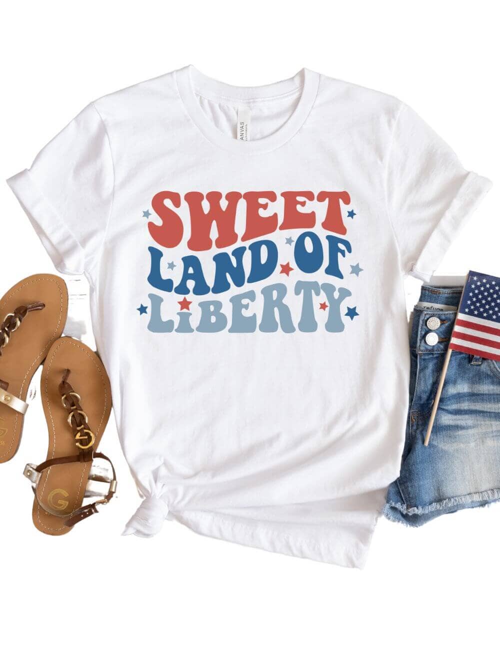 Sweet Land of Liberty 4th of July Patriotic T-Shirt - Sydney So Sweet