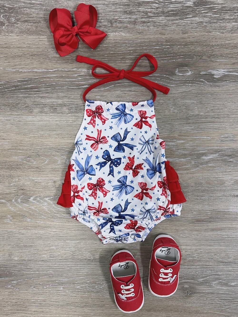 Sweet Land of Bows Girls Halter Baby Ruffle Romper - Sydney So Sweet