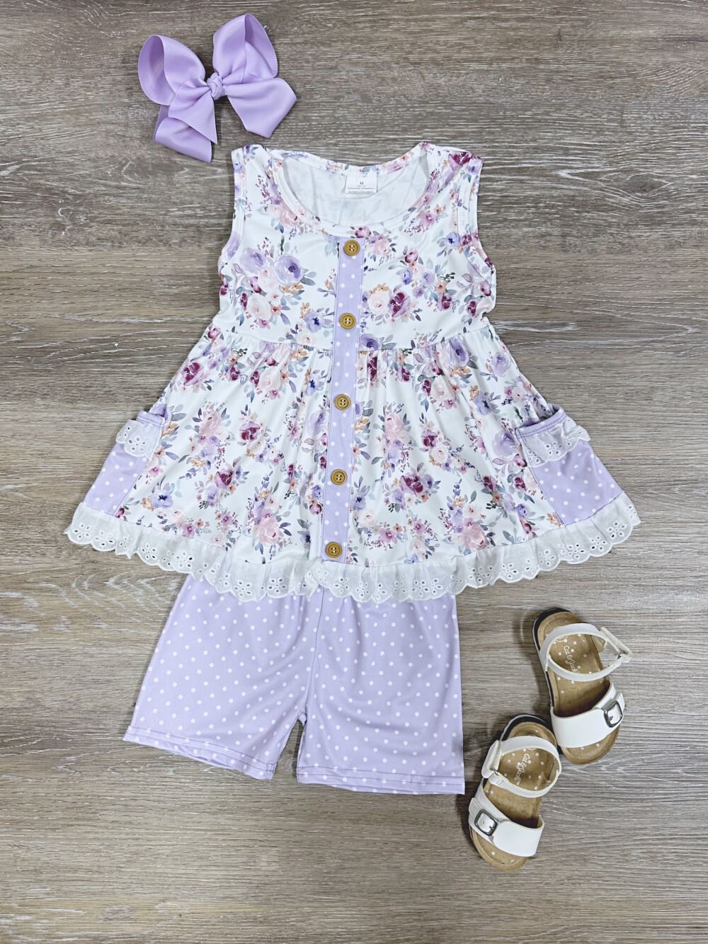 Sweet Lilac Garden Girls Tunic Top & Shorts Outfit - Sydney So Sweet