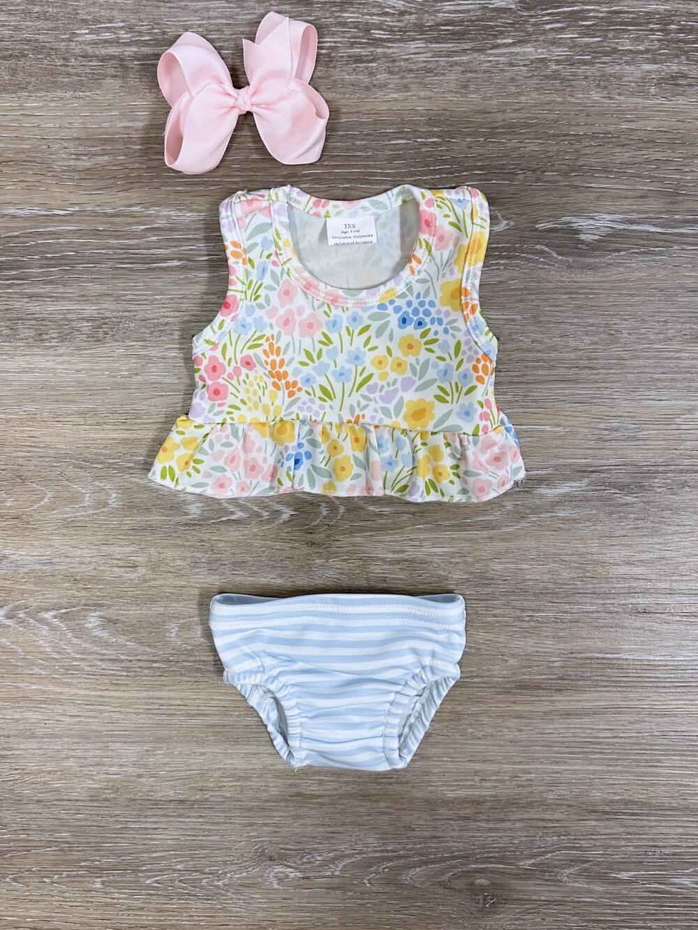 Sweet Petals Baby Girls Floral Tankini Swim Set - Sydney So Sweet