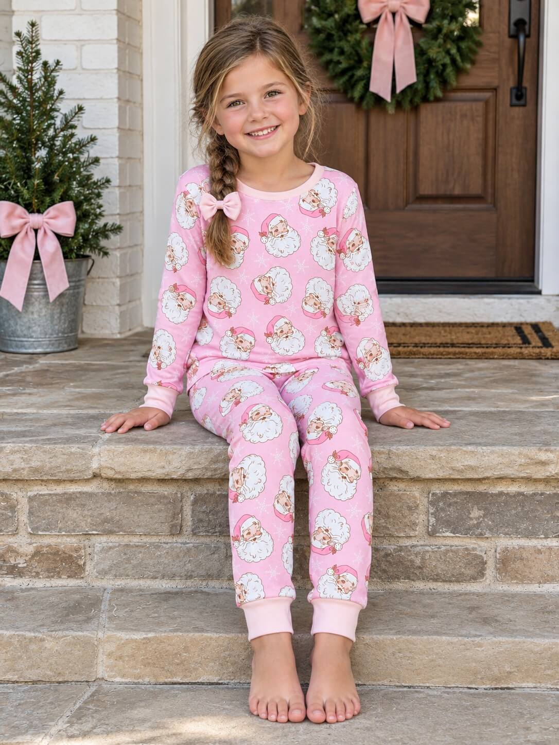 Sweet Pink Santa Girls Christmas Lounge Set