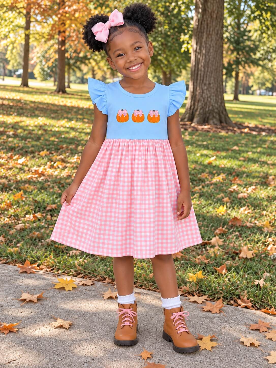 Sweet Pumpkin Coquette Bow Girls Dress