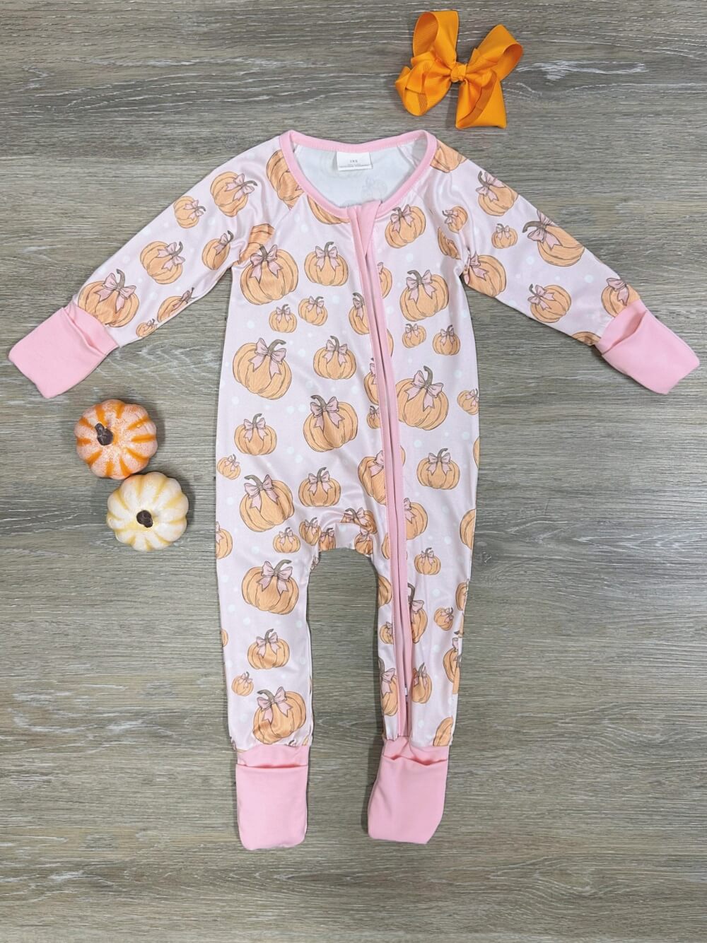 Sweet Pumpkin Dot Girls Convertible Baby Romper - Sydney So Sweet