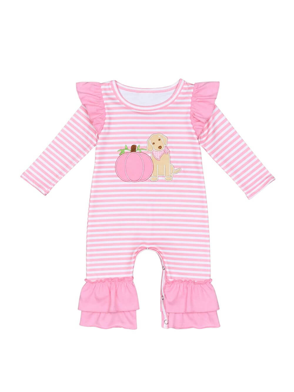 Sweet Pumpkin Pink Stripe Baby Romper