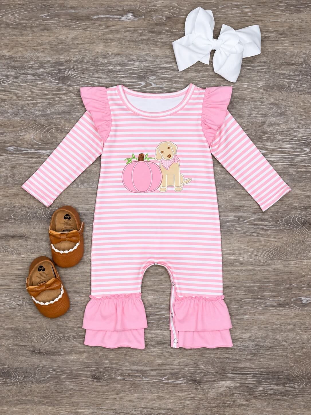 Sweet Pumpkin Pink Stripe Baby Romper