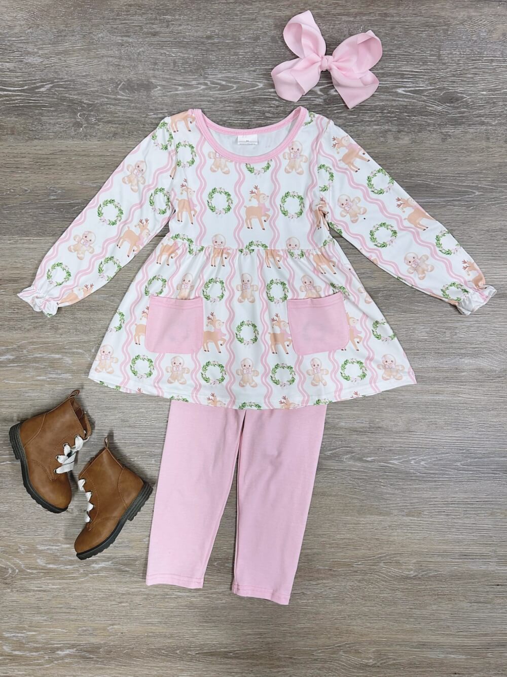 Sweet Reindeer & Wreaths Girls Holiday Set - Sydney So Sweet