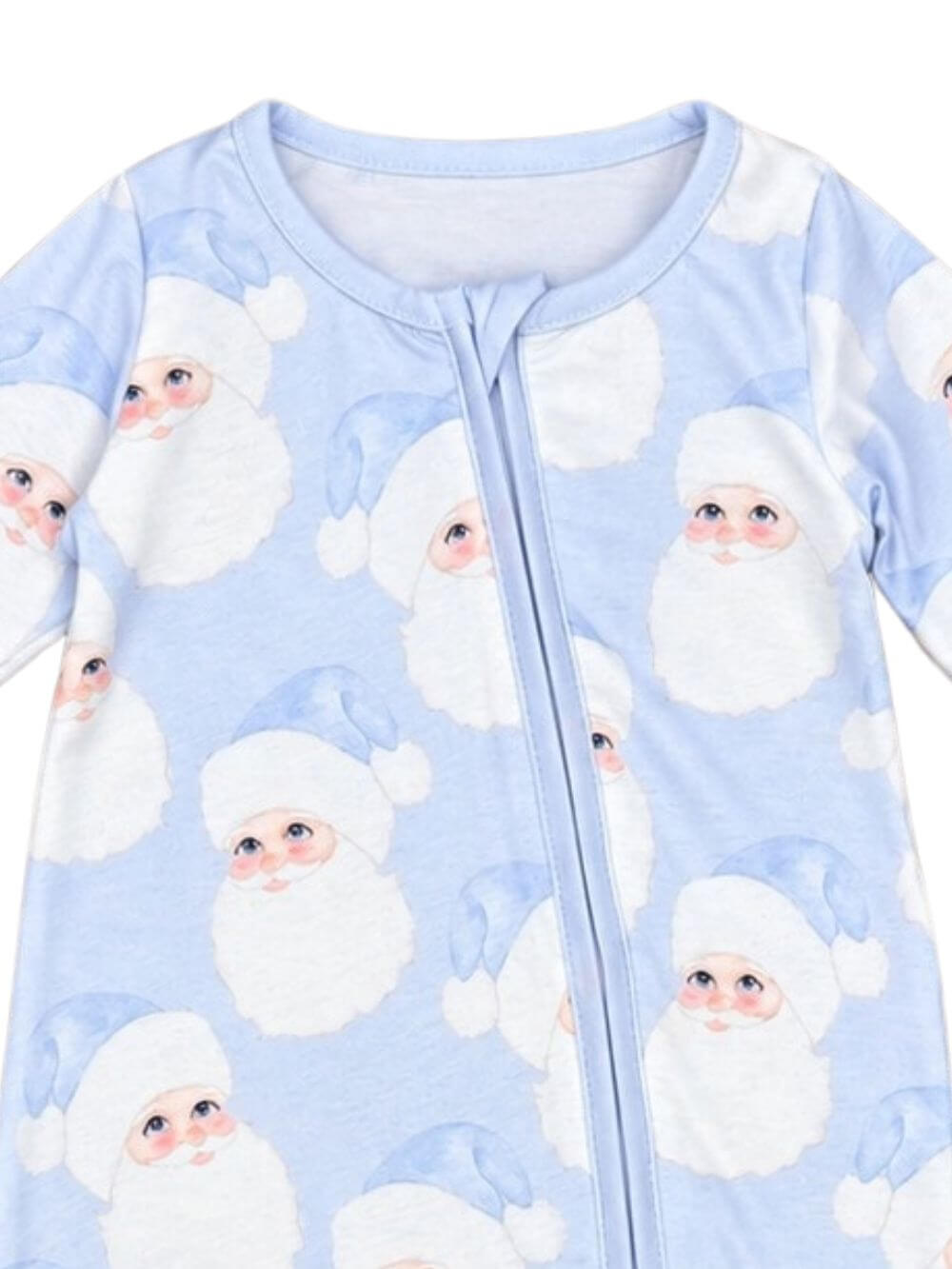 Sweet Santa Blue Boys Zip Up Baby Romper