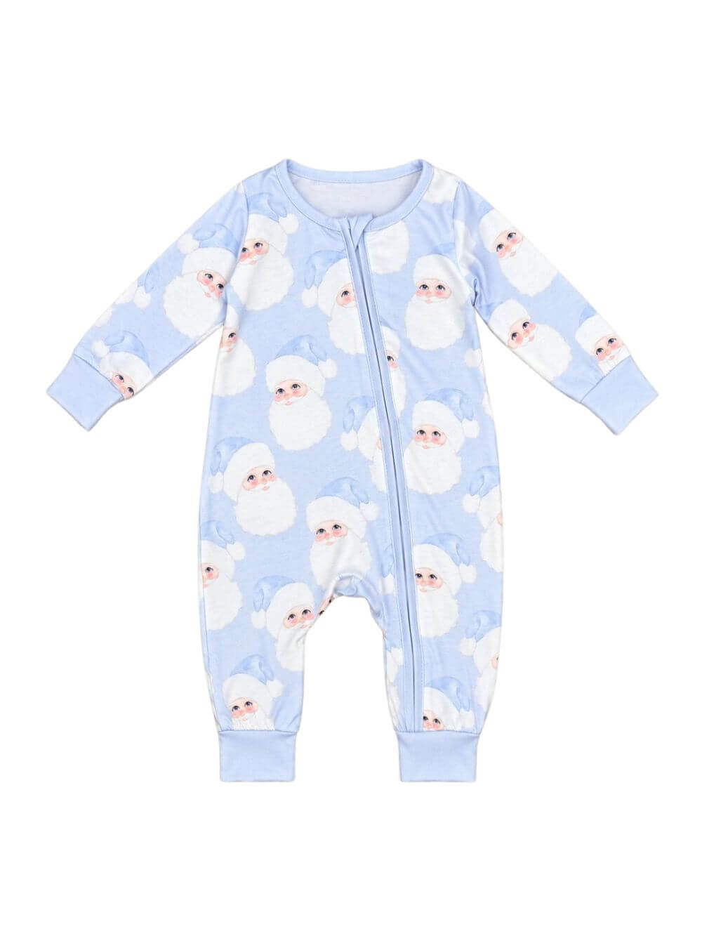 Sweet Santa Blue Boys Zip Up Baby Romper