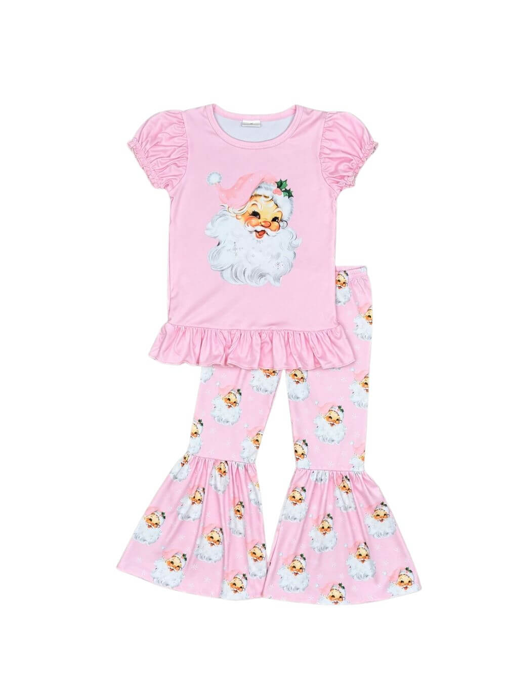 Sweet Santa Pink Girls Christmas Bell Bottoms Outfit