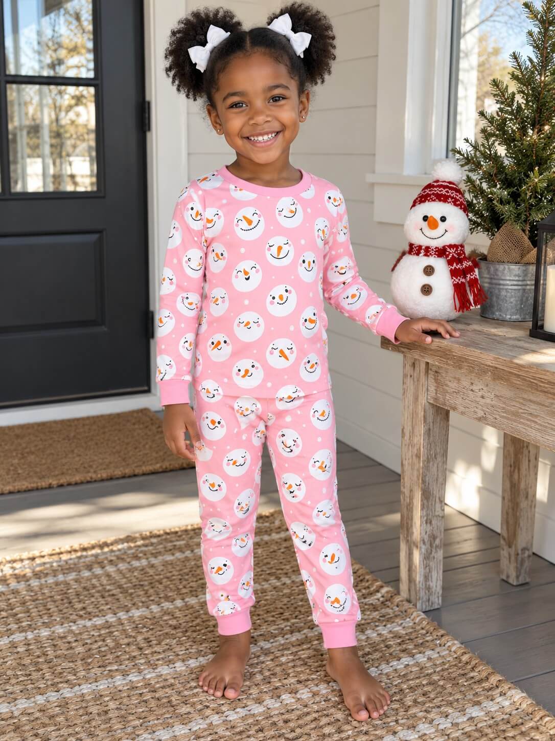 Sweet Snowman Girls Christmas Lounge Set