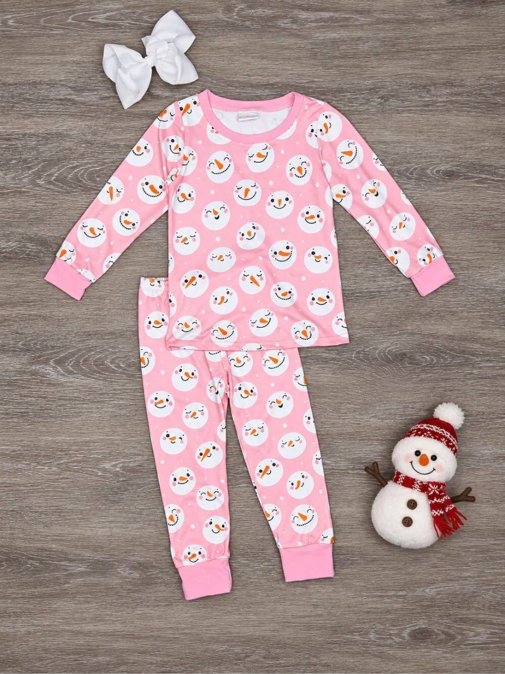 Sweet Snowman Girls Christmas Lounge Set