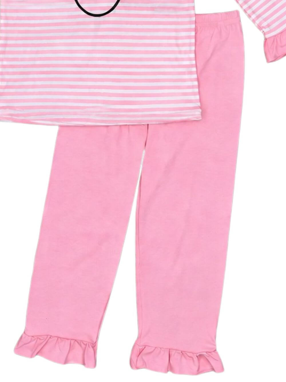 Sweet Snowman Girls Pink Stripe Ruffle Trim Outfit