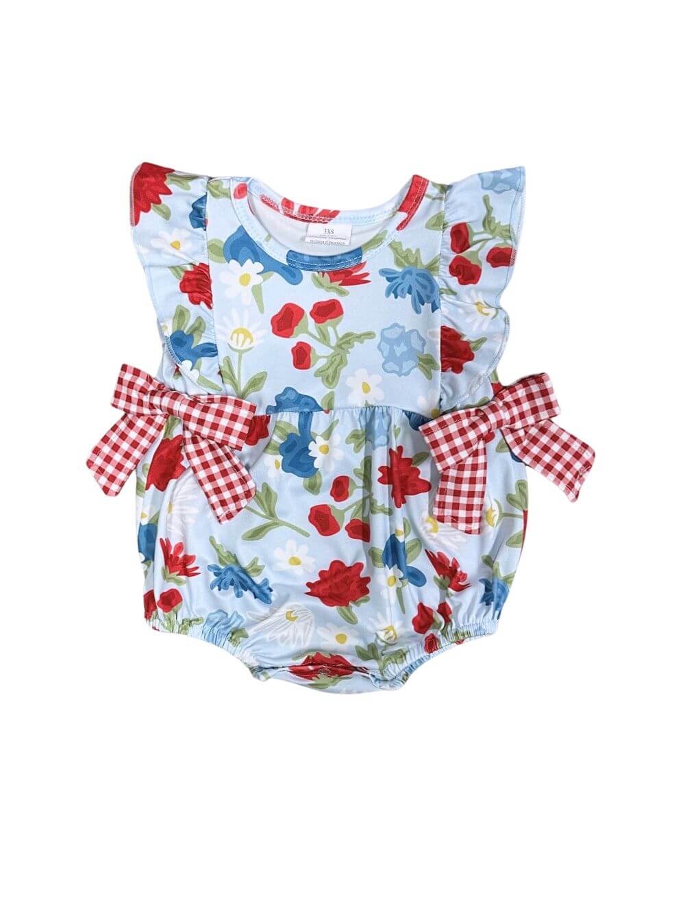 Sweet Summer Blooms Girls Gingham Bow Baby Romper - Sydney So Sweet