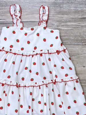 Sweetest Pick Of The Patch Dainty Strawberry Ruffle Girls Dress - Sydney So Sweet