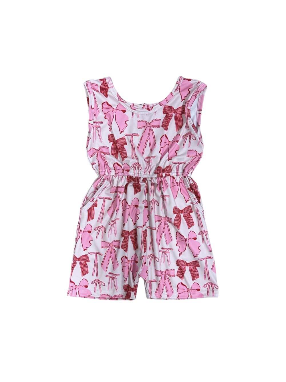 Sweetheart Pink Summer Bows Girls Romper - Sydney So Sweet