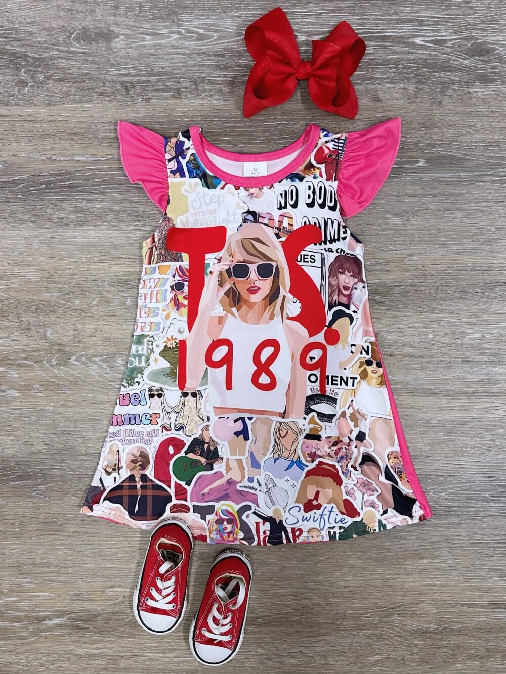 TS 1989 Pop Star Flutter Sleeve Girls T-Shirt Dress or Nightgown - Sydney So Sweet