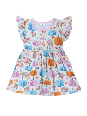 Take Me to the Pumpkin Patch Flutter Sleeve Girls Dress - Sydney So Sweet