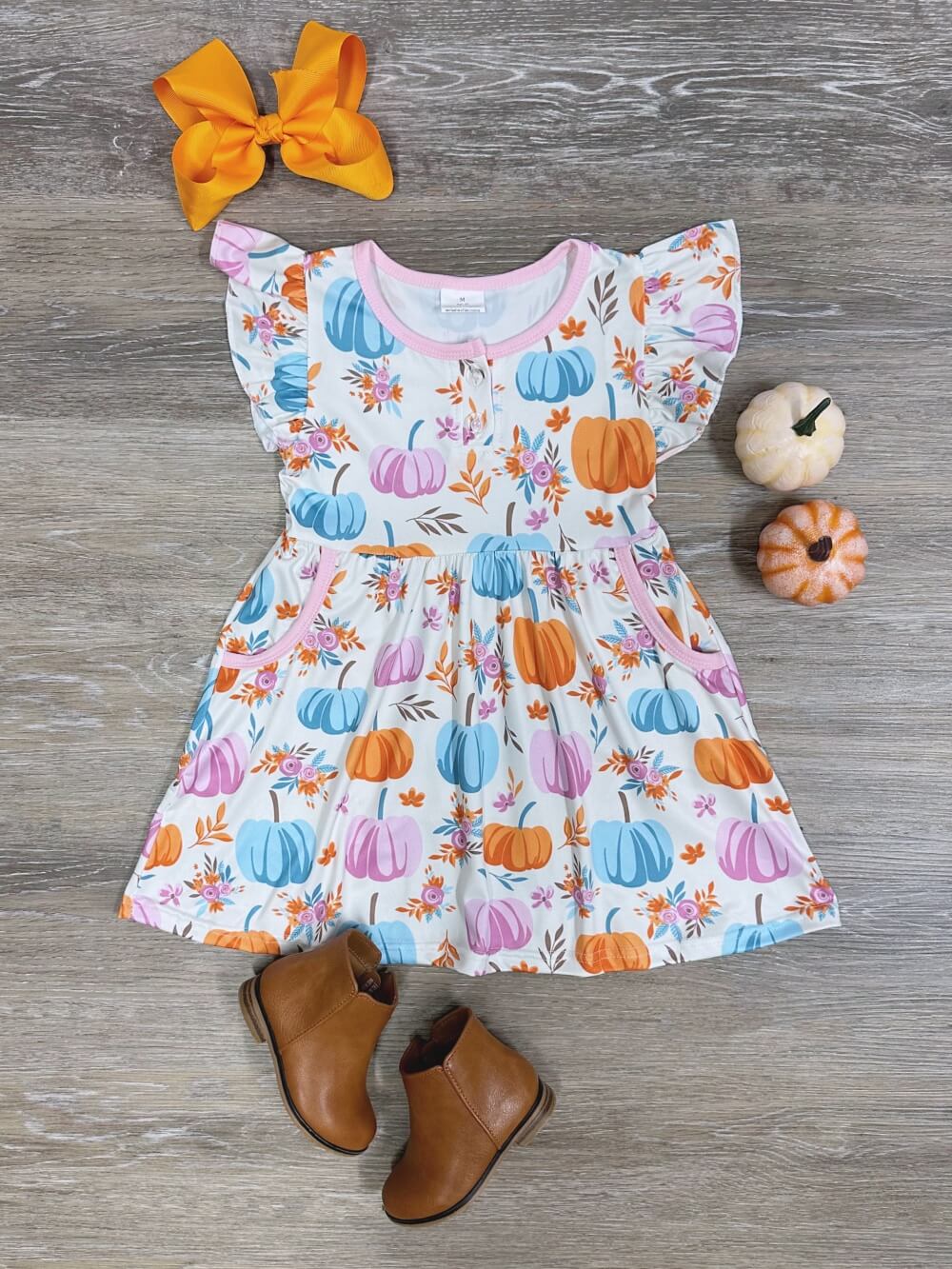 Take Me to the Pumpkin Patch Flutter Sleeve Girls Dress - Sydney So Sweet