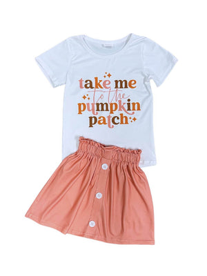 Take Me to the Pumpkin Patch Girls Fall Skirt Set - Sydney So Sweet