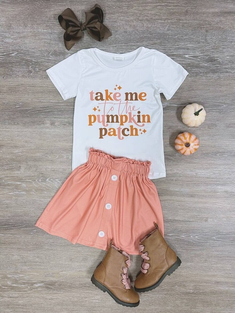 Take Me to the Pumpkin Patch Girls Fall Skirt Set - Sydney So Sweet