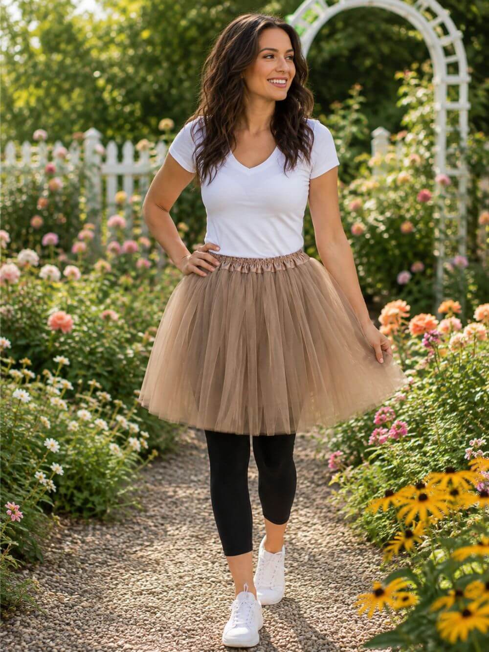 Taupe Tutu Skirt for Women – 3-Layer Tulle Ballet Skirt for Costume, Dress-Up, Dance, & Cosplay