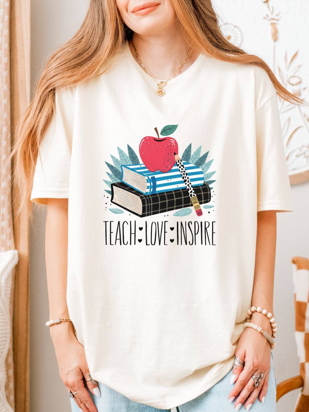 Teach • Love • Inspire Teacher Graphic T-Shirt Teacher Appreciation Tee