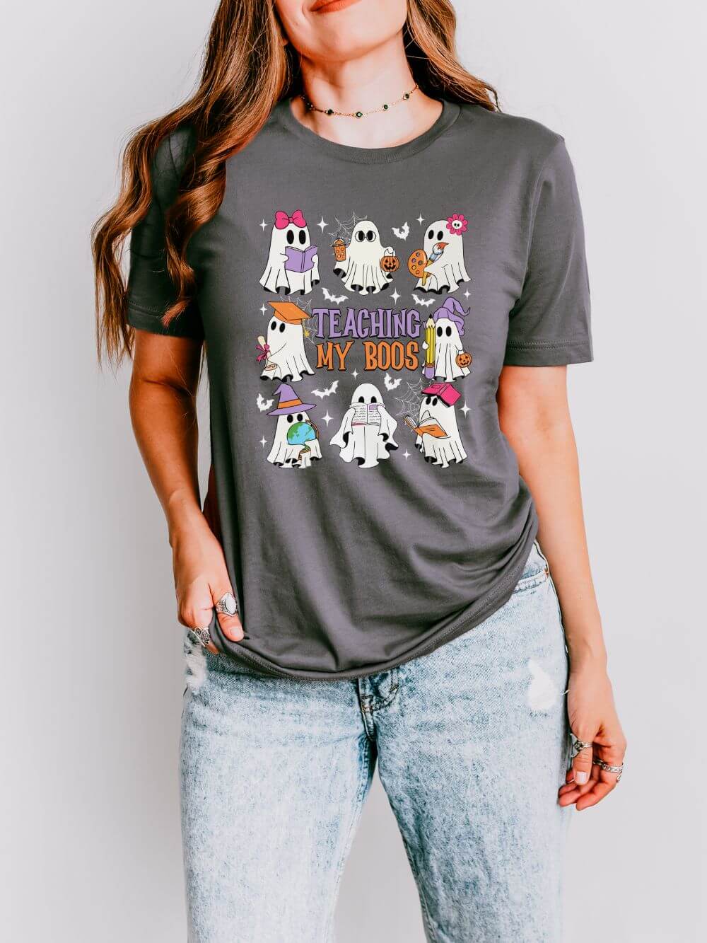 Teaching My Boos Halloween Tee Bella + Canvas Teacher Shirt T-Shirt - Sydney So Sweet