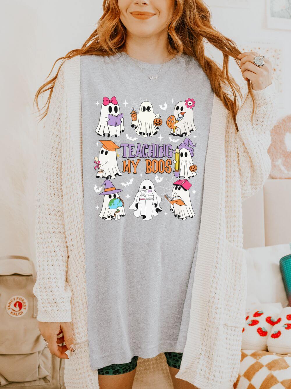 Teaching My Boos Halloween Tee Bella + Canvas Teacher Shirt T-Shirt - Sydney So Sweet