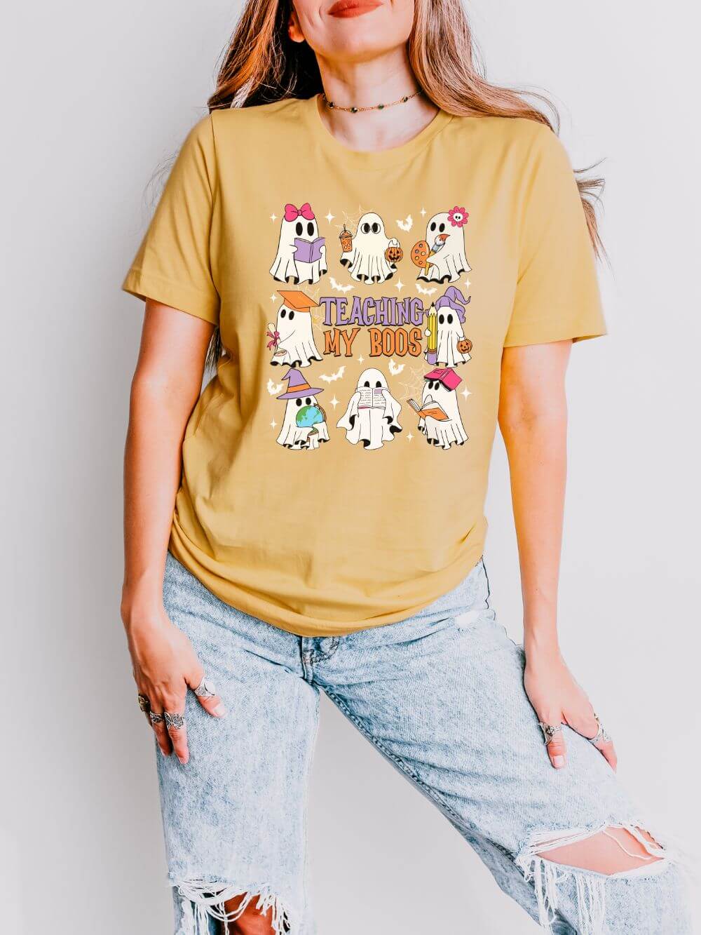 Teaching My Boos Halloween Tee Bella + Canvas Teacher Shirt T-Shirt - Sydney So Sweet