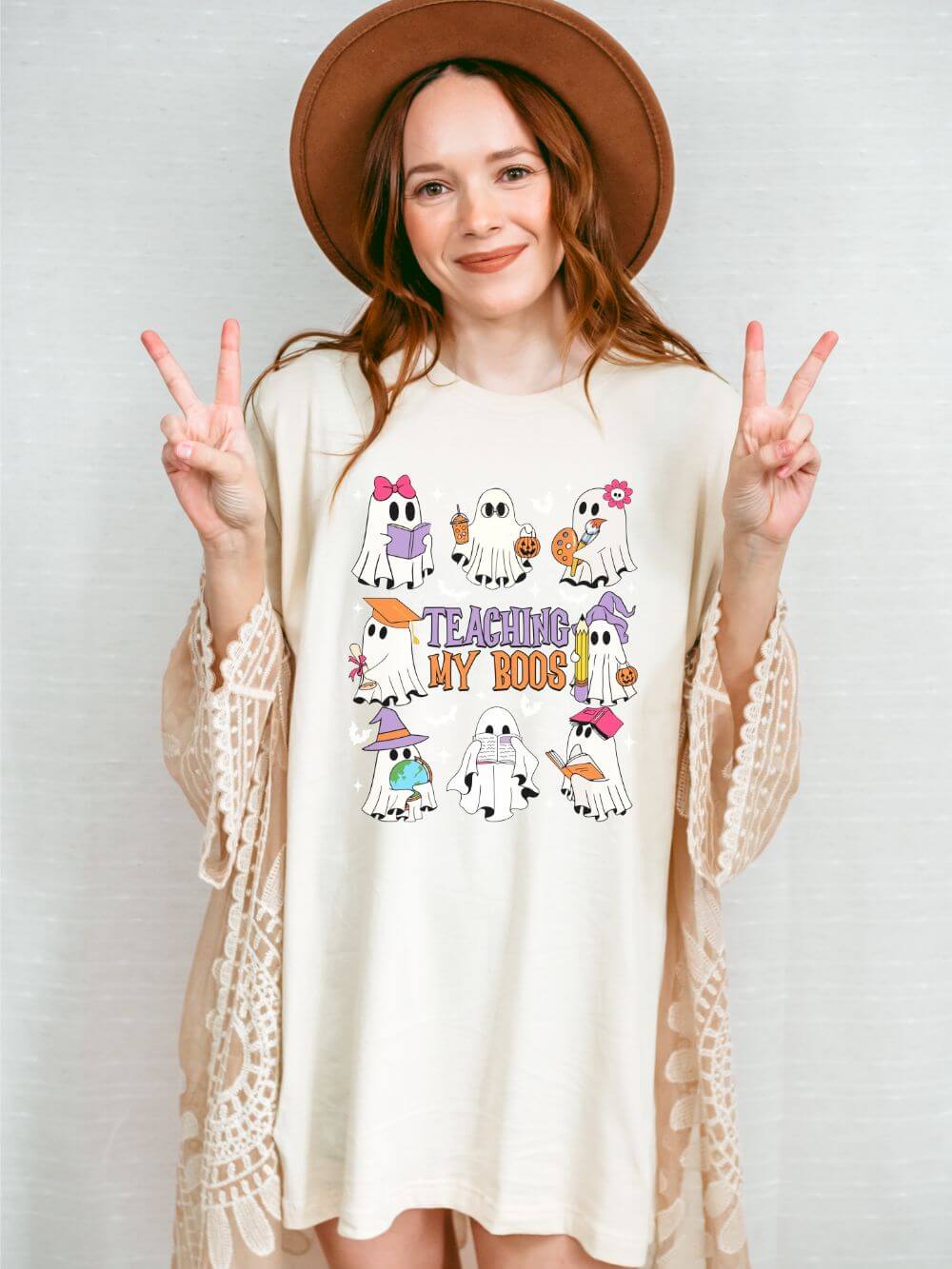 Teaching My Boos Halloween Tee Bella + Canvas Teacher Shirt T-Shirt - Sydney So Sweet