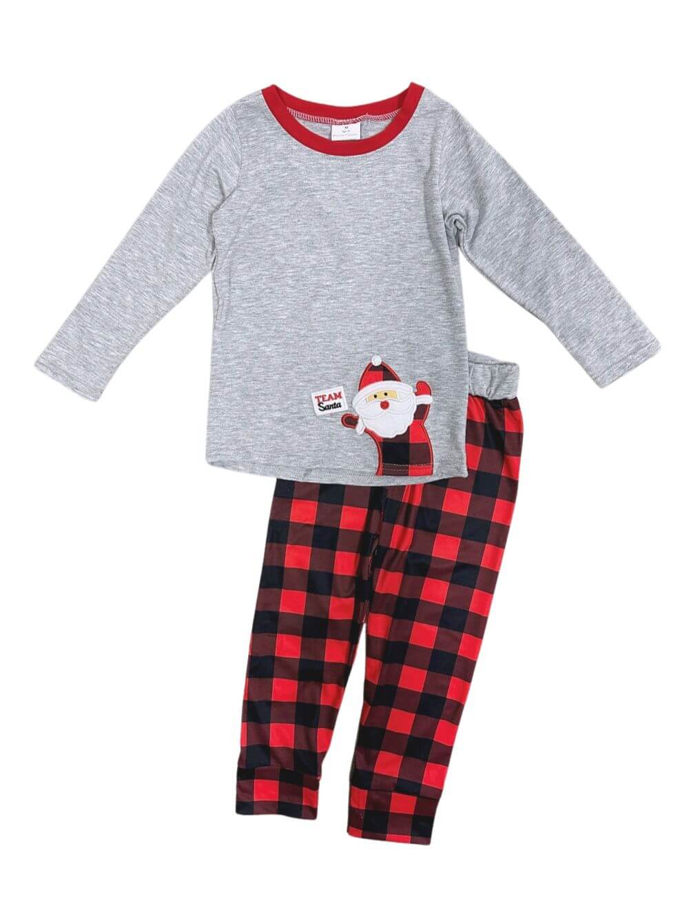 Team Santa Red Buffalo Plaid Boys Christmas Outfit - Sydney So Sweet