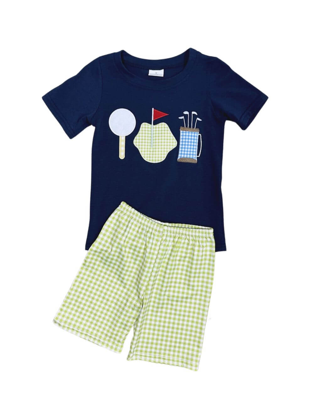 Tee Time Navy & Green Boys Golf Shorts Outfit Set - Sydney So Sweet