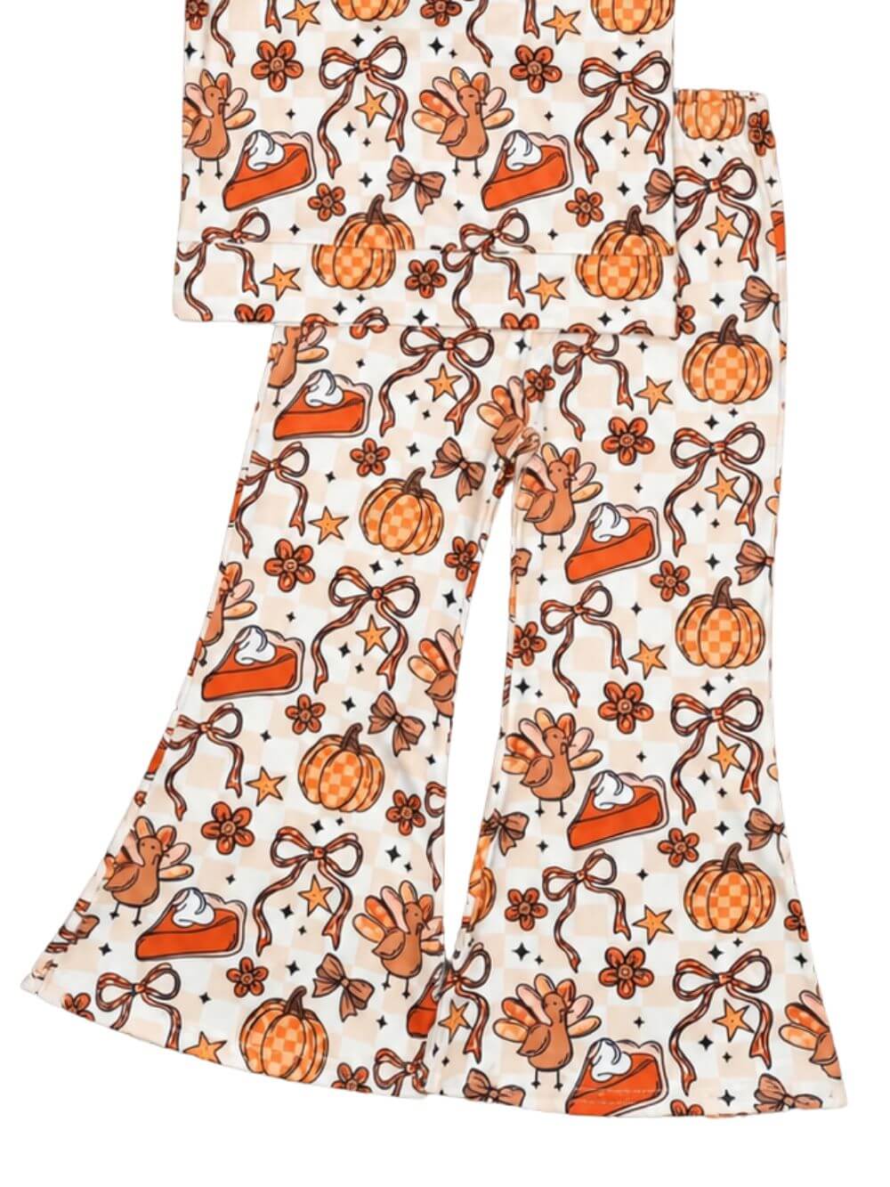 Thankful Harvest Girls Turkey Bell Bottoms Matching Set
