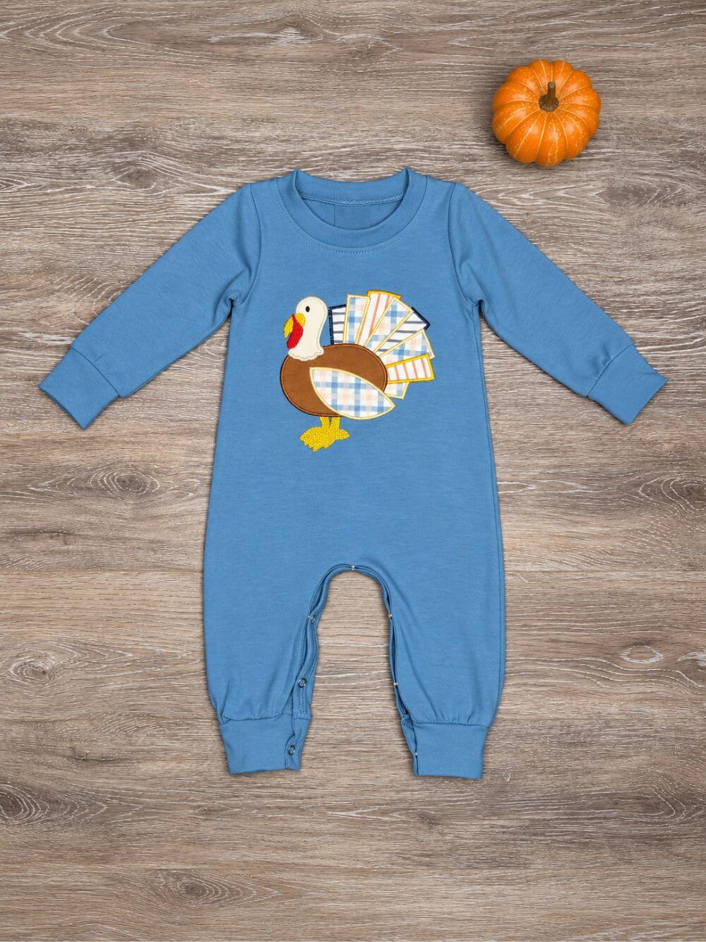 Thankful Little Turkey Thanksgiving Baby Romper