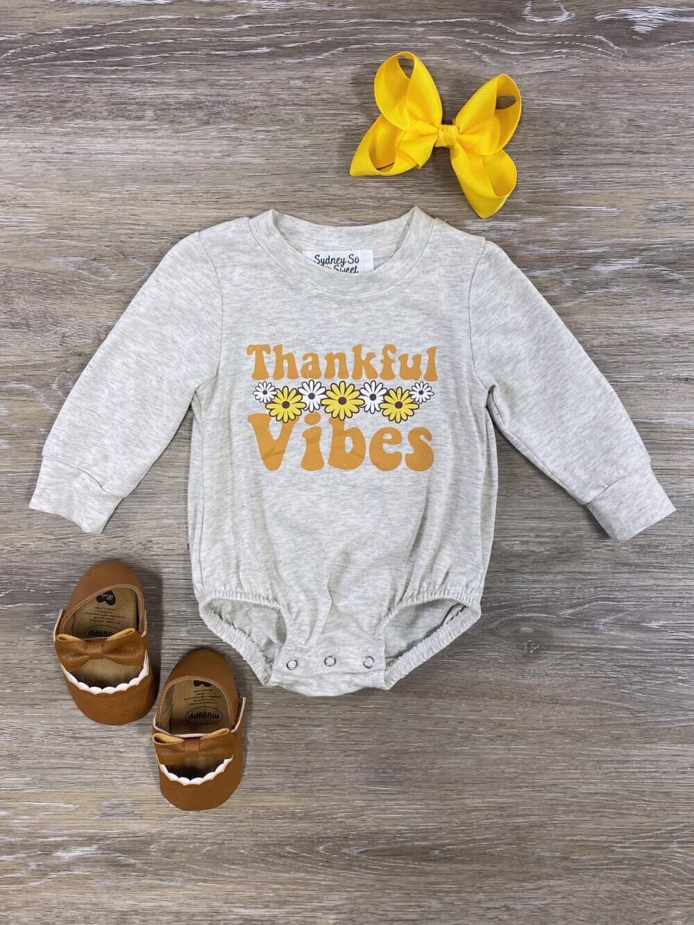 Thankful Vibes Sunflower Girls Baby Romper - Sydney So Sweet