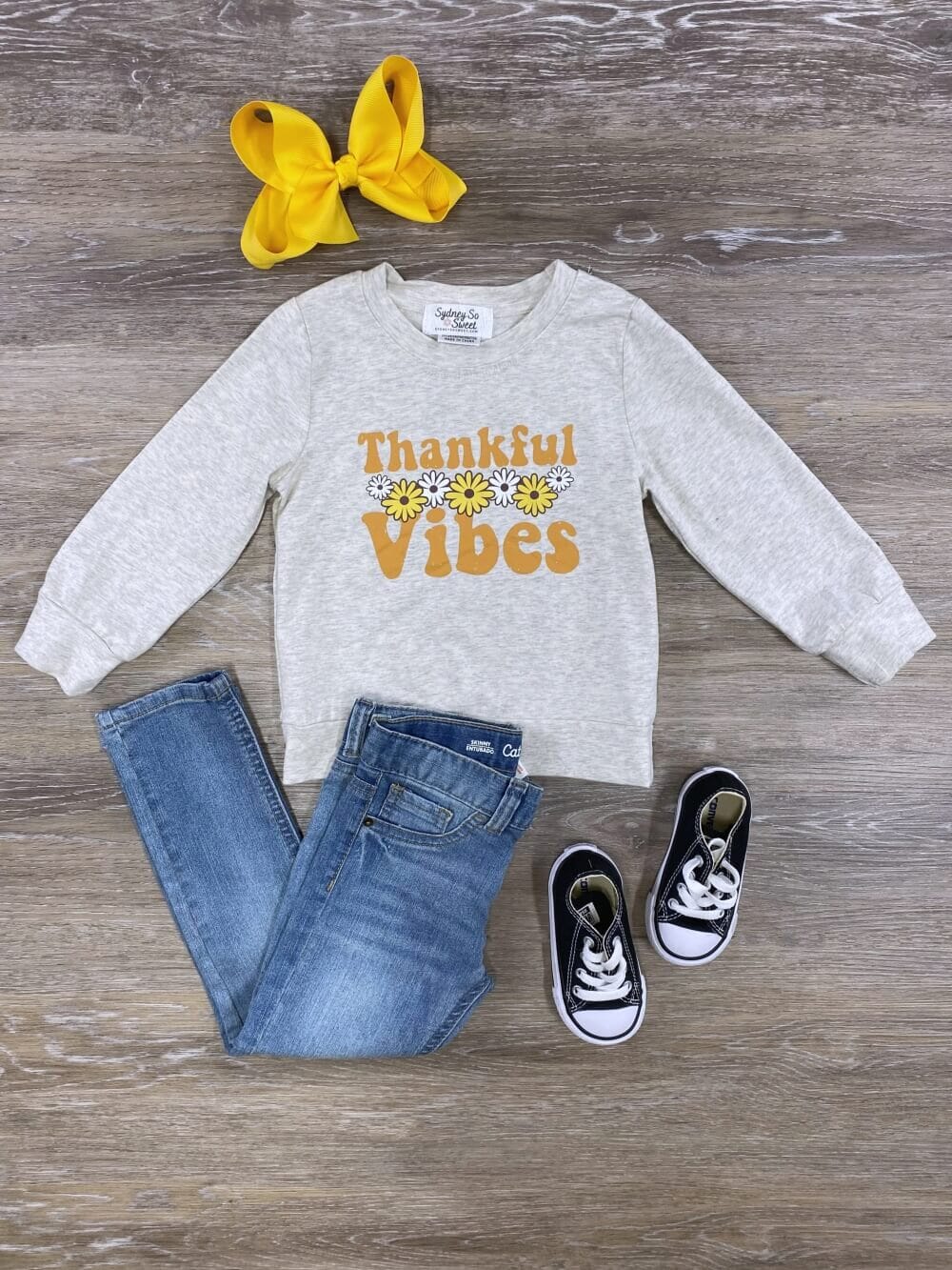 Thankful Vibes Sunflower Girls Long Sleeve Top - Sydney So Sweet