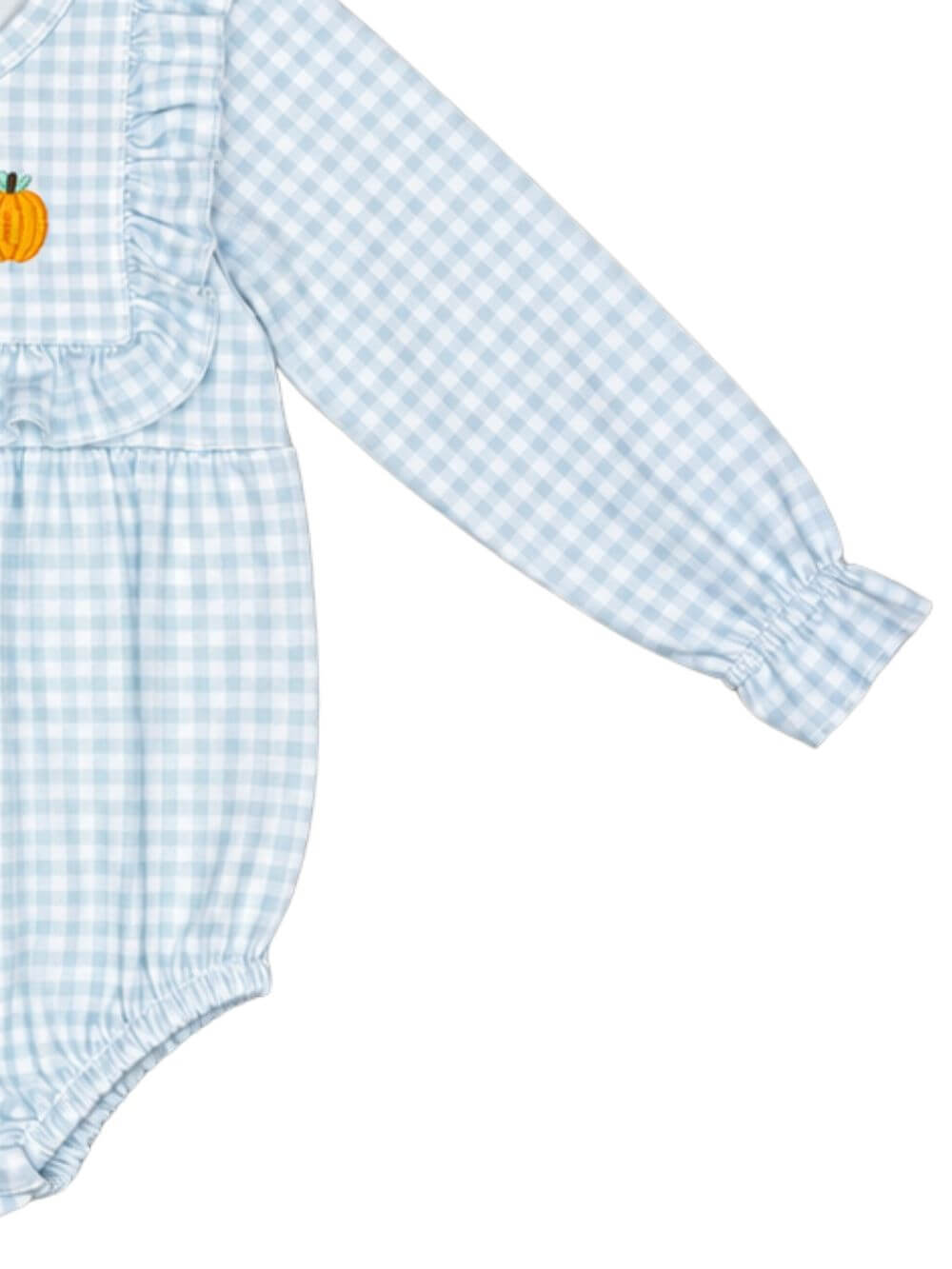 Thanksgiving Cutie Blue Gingham Baby Bubble Romper