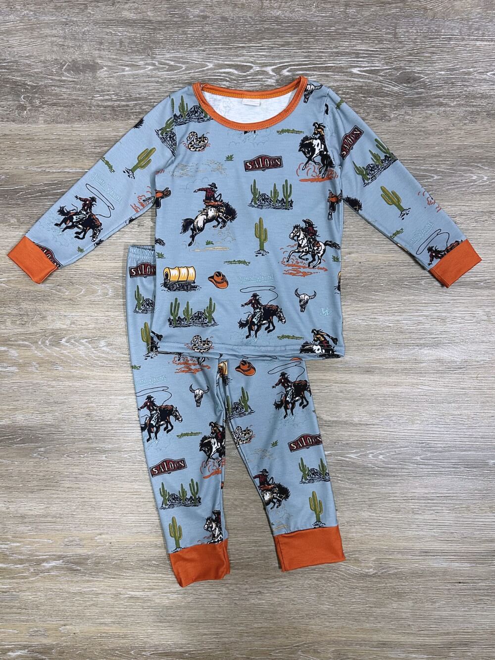 The Cowboy Life Boys Blue &amp; Orange Long Sleeve Pajamas - Sydney So Sweet