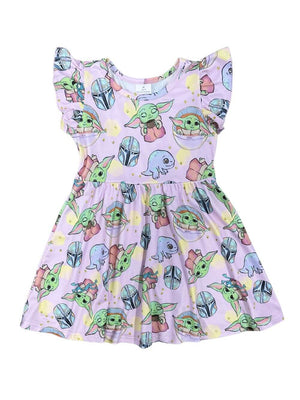 The Force is Strong Baby Alien Girls Short Sleeve Dress - Sydney So Sweet