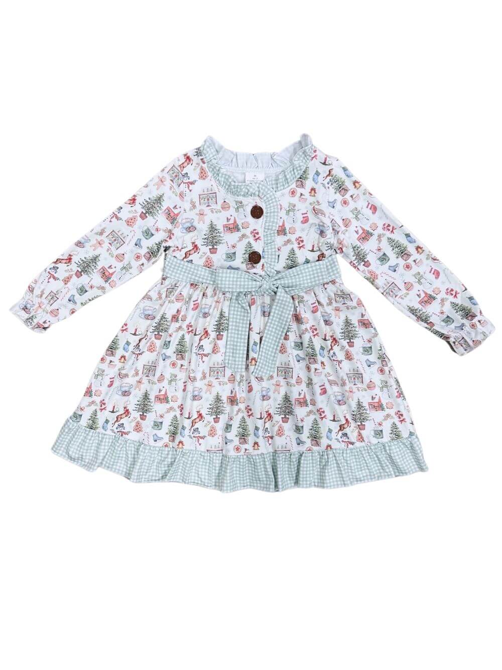 The Little Things Gingham Ruffle Trim Christmas Dress - Sydney So Sweet