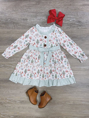 The Little Things Gingham Ruffle Trim Christmas Dress - Sydney So Sweet