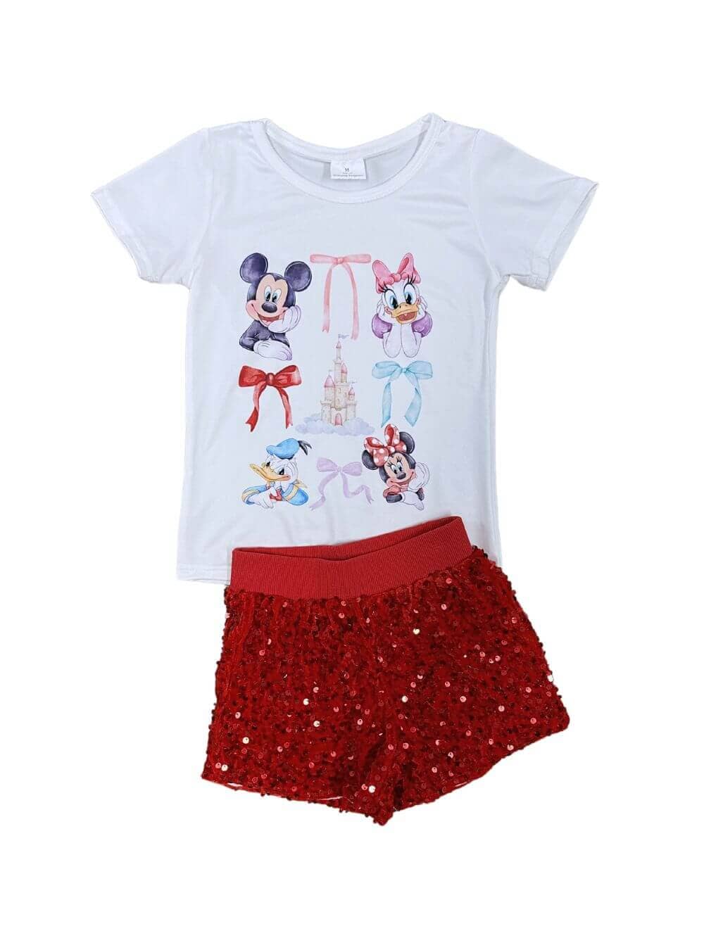 Theme Park Bows Girls Red Sequin Shorts Outfit - Sydney So Sweet