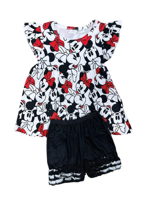 Theme Park Classic Girls Red & Black Shorts Outfit - Sydney So Sweet