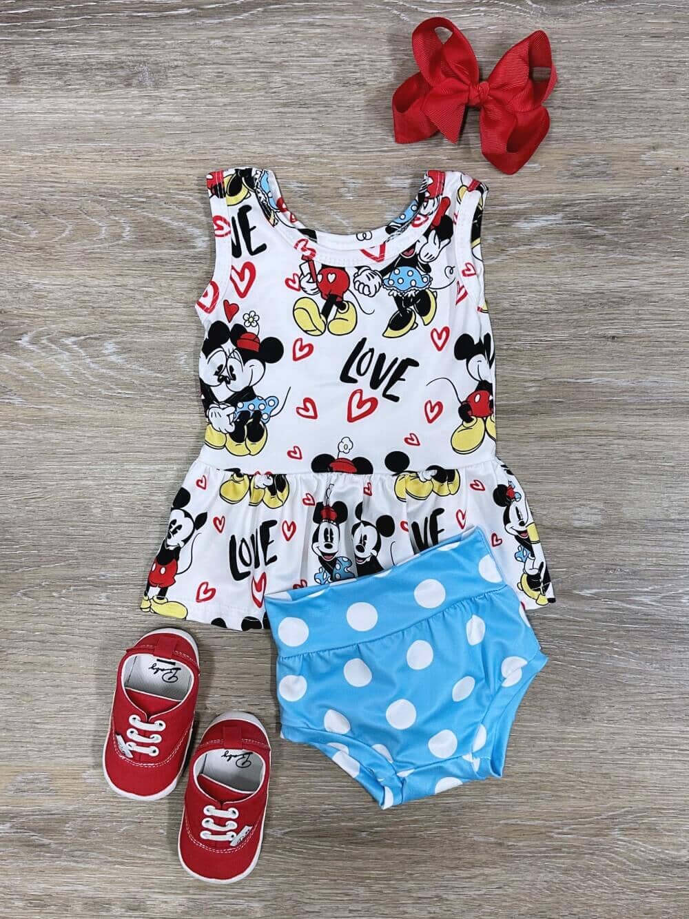 Theme Park Day Baby Tunic &amp; Polka Dot Bummies Set - Sydney So Sweet