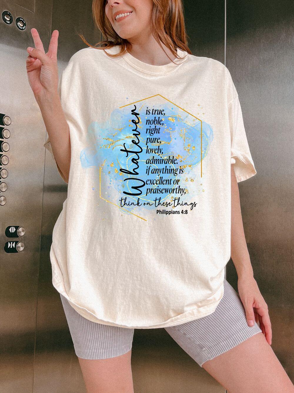 Think on These Things Philippians 4:8 Christian Graphic T-Shirt Unisex Short Sleeve Tee - Sydney So Sweet